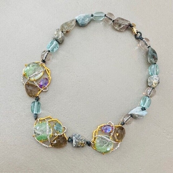 NWOT $1,025 Alexis Bittar Elements Maldivian Crystal Vine Statement Necklace
